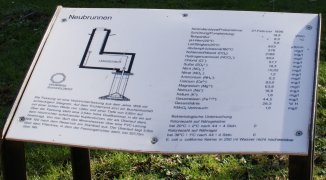Blick auf die Infotafel zum Neubrunnen in Bad Schwalbach
