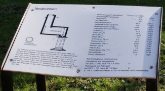 Schild vom Neubrunnen Blick auf die Infotafel zum Neubrunnen in Bad Schwalbach