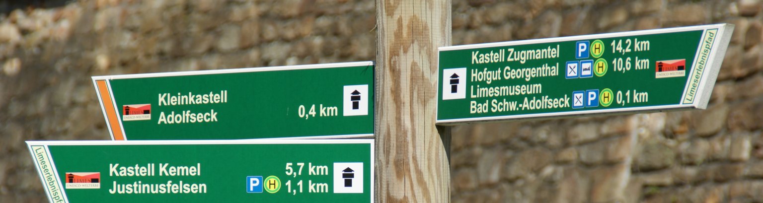 Beschilderung Deutscher Limes-Wanderweg in Bad Schwalbach
