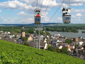 Seilbahn Rüdesheim Blick auf die Seilbahn in Rüdesheim talwerts